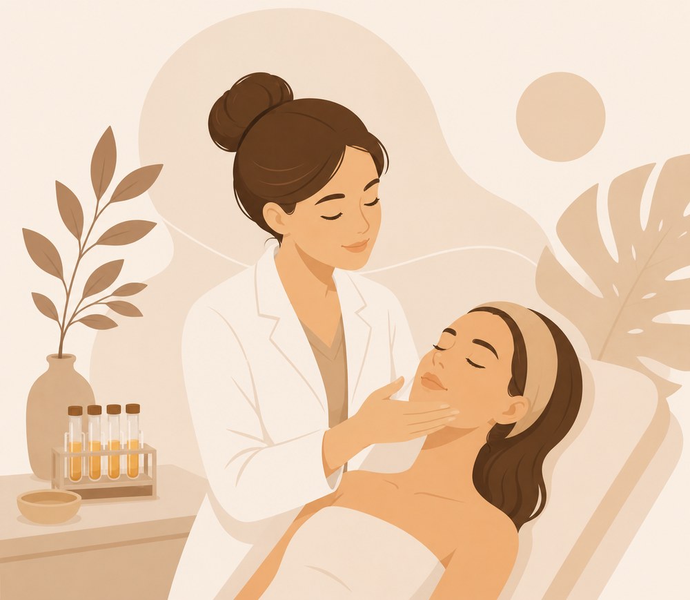 Ilustración de tratamiento con PRP facial